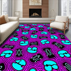 Bold Pink Blue Abstract Pattern Rug
