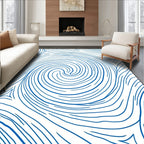 Deep Blue Swirl Lines Rug