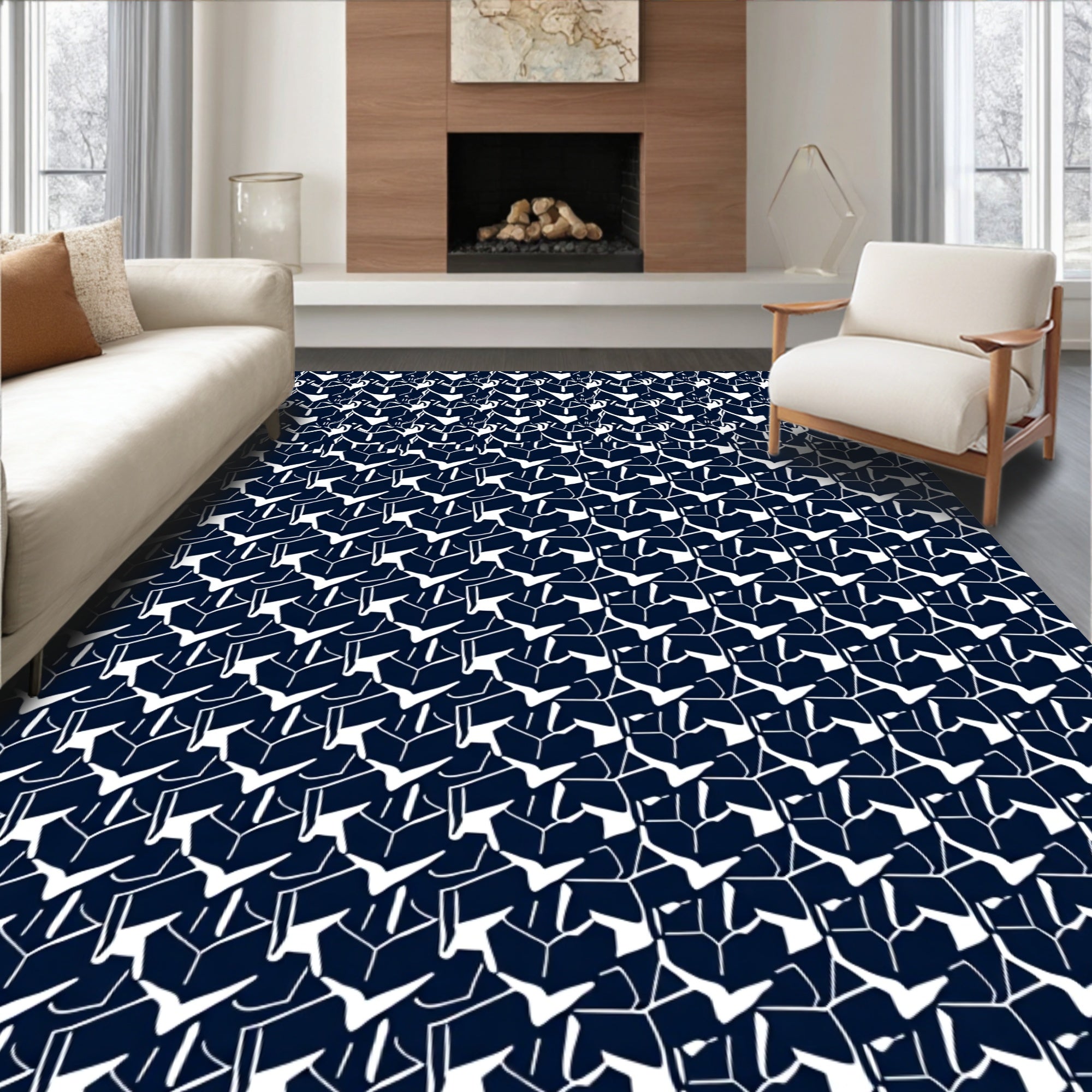 Geometric Block Line Pattern Rug
