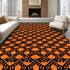 Orange Black Abstract Geometric Pattern Rug
