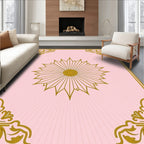 Pink Sunburst Floral Golden Accents Rug