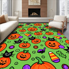 Spooky Halloween Pattern With Black Cats Rug