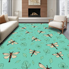 Dragonfly And Leaf Pattern Rug