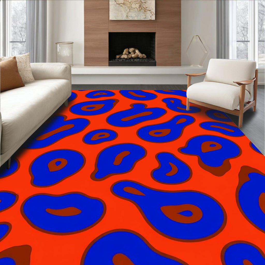 Bold Blue Animal Print Pattern Rug