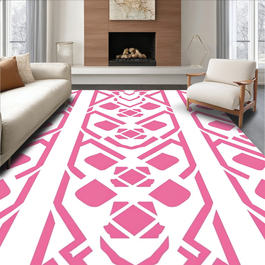 Geometric Pink Diamond Pattern Rug