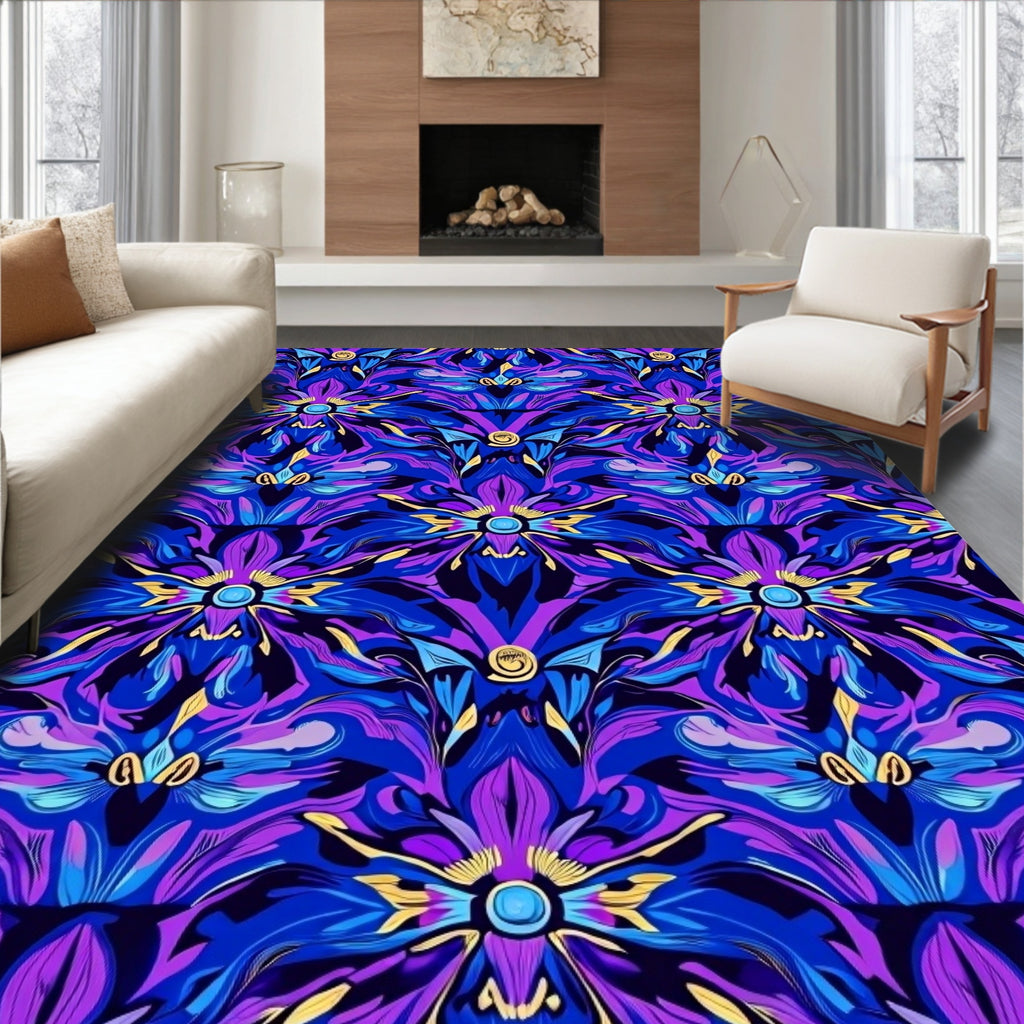 Vibrant Floral Art Nouveau Pattern Rug