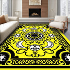 Bold Yellow And Black Celestial Pattern Rug