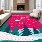 Winter Sleigh Scene With Snowflakes Rug
