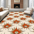 Orange Starburst Patterned Textile Rug