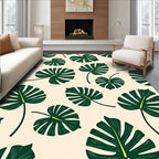 Tropical Green Leaf Pattern Rug