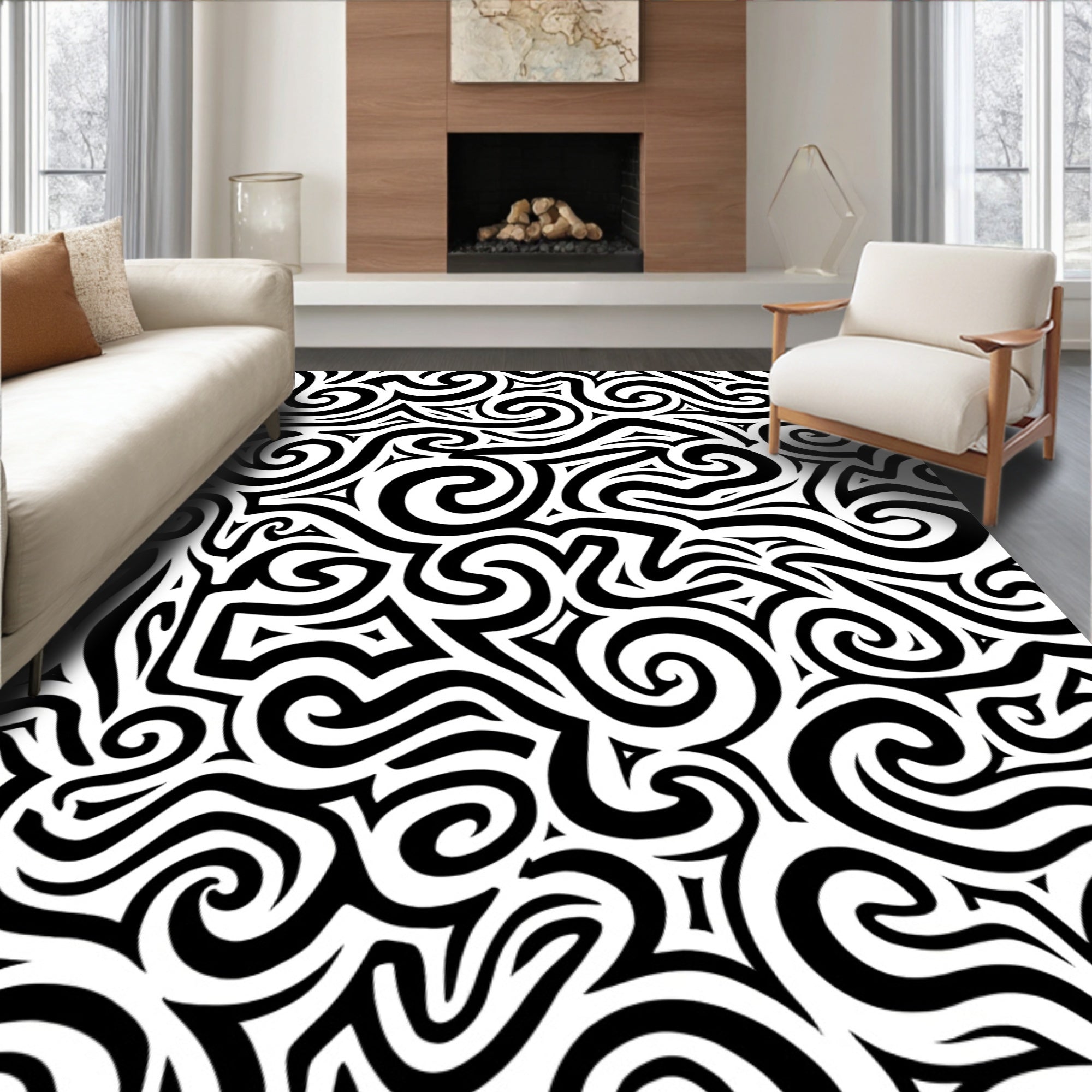 Bold Swirl Abstract Pattern Rug