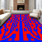 Red Blue Geometric Abstract Design Rug