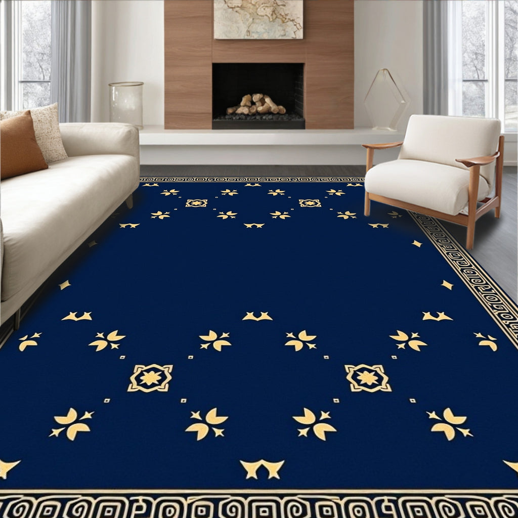 Golden Floral Geometric Medallion Rug