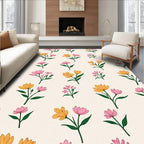 Sweet Floral Pattern with Pink and Yellow Blooms Rug