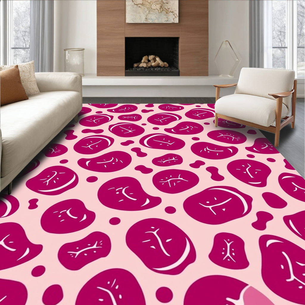 Playful Pink Steak Pattern Design Rug