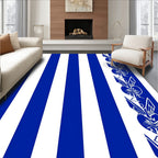 Blue White Striped Bunny Border Rug