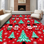 Holiday Snowmen Christmas Trees Rug