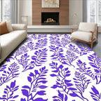 Purple Leafy Branch Pattern Rug