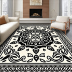 Monochromatic Mandala Floral Pattern Rug