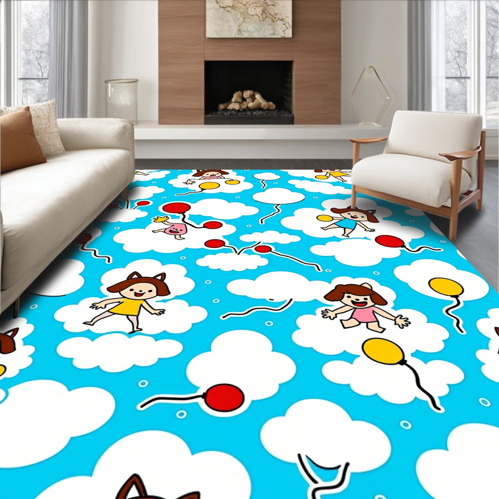 Playful Kids Balloons Pattern Rug