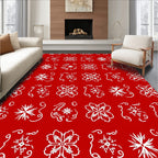 White Floral Snowflake Pattern Rug