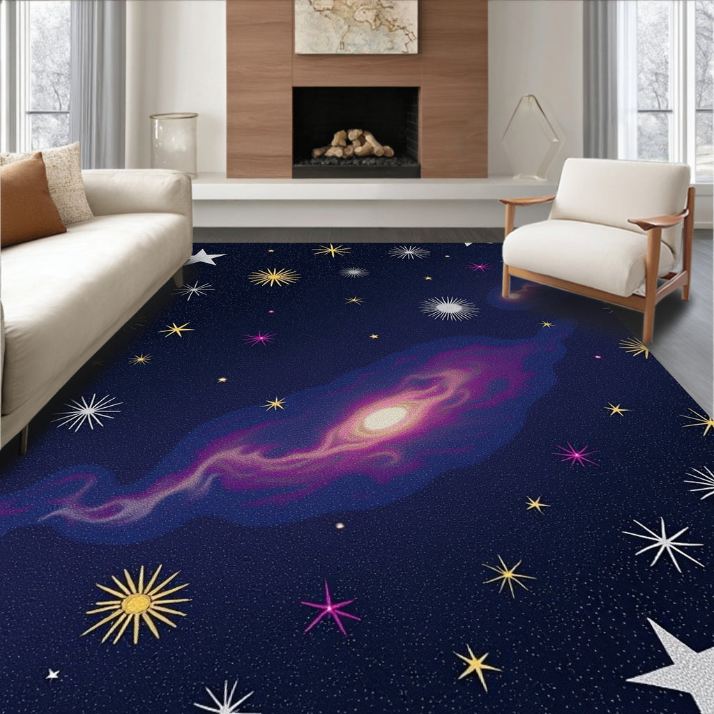 Starry Night Galaxy Pattern Rug