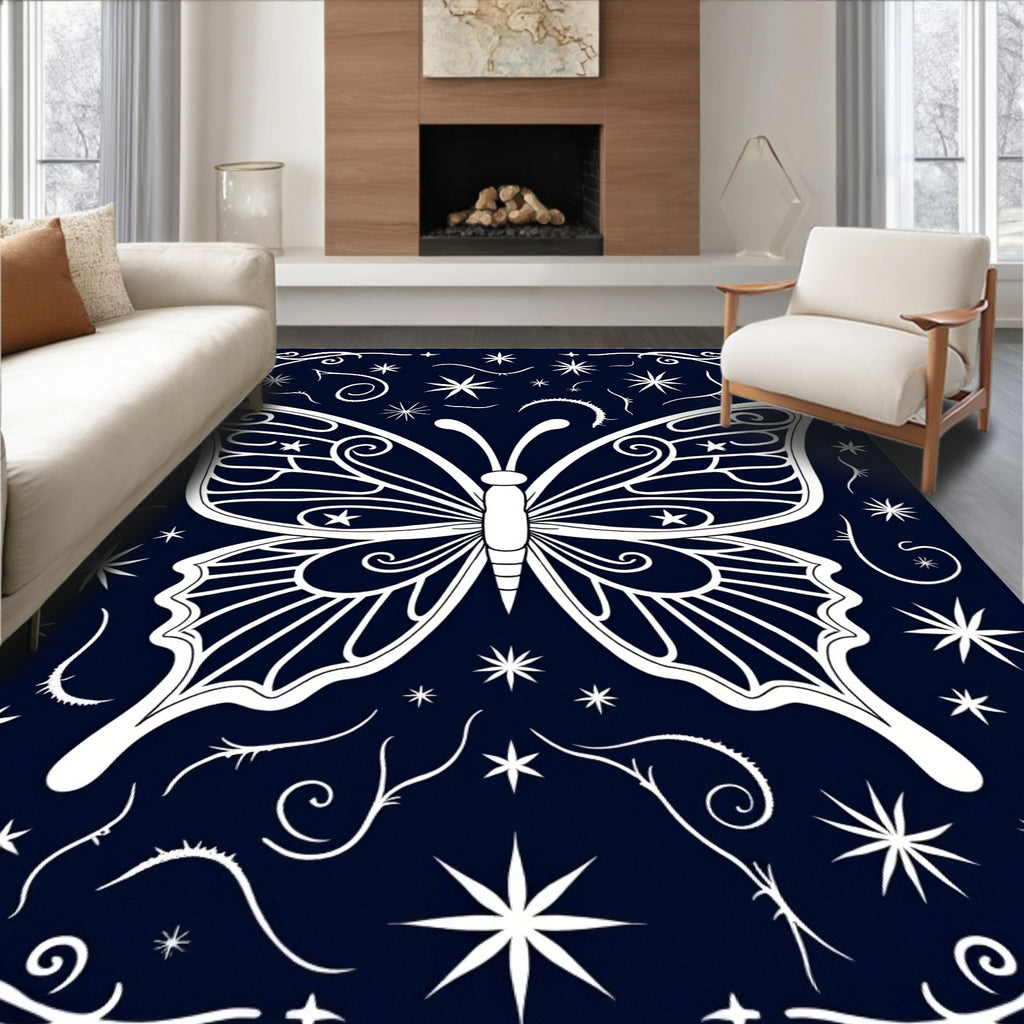 Celestial Butterfly With Star Accents Rug