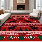Christmas Reindeer Snowflakes Trees Pattern Rug