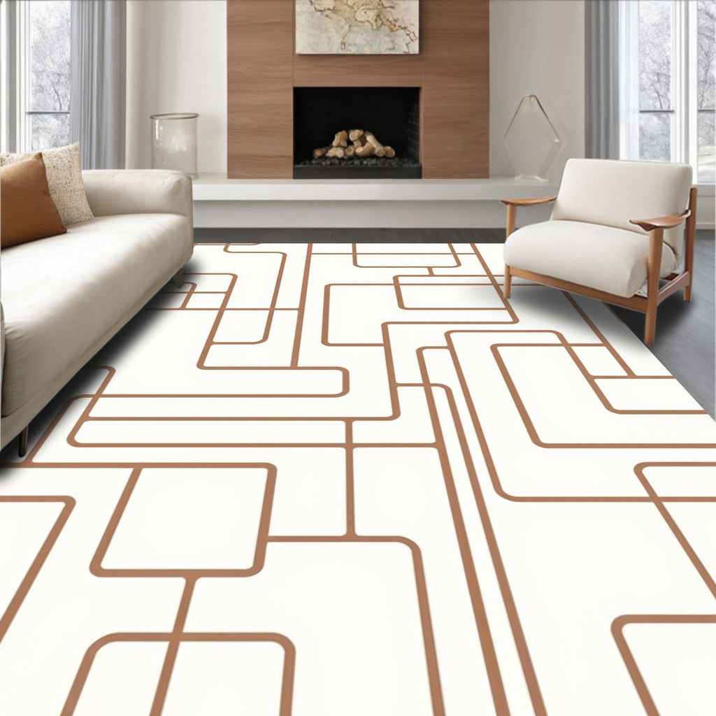 Abstract Interconnecting Geometric Lines Rug