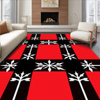 Red Black White Geometric Star Tree Rug