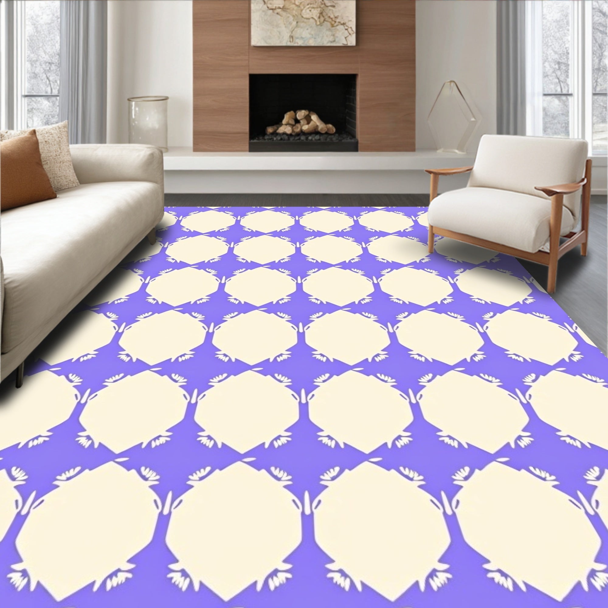 Geometric Floral Shape Pattern Design Rug