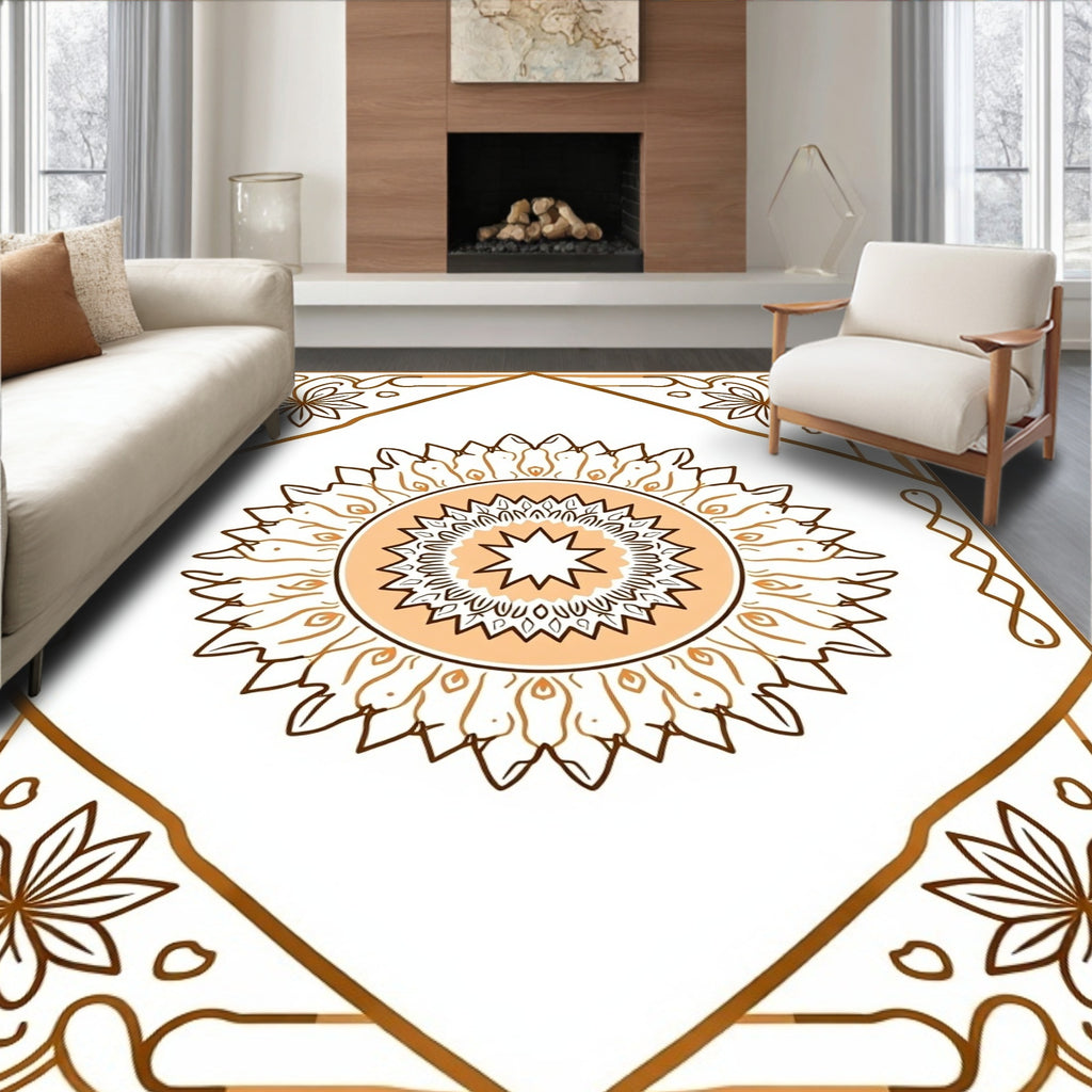 Retro Geometric Mandala Design Rug