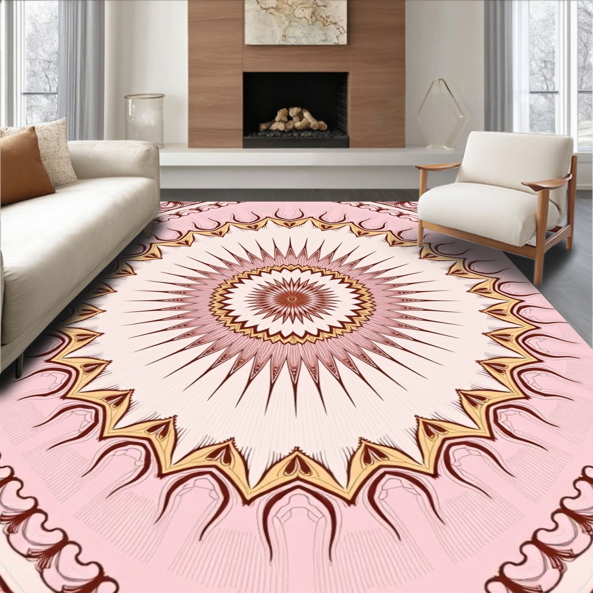 Ornate Rosette Mandala Pattern Design Rug