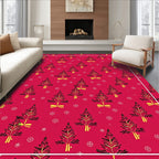 Red Festive Tree Snowflake Pattern Rug