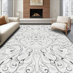 Intricate Floral Swirl Square Pattern Rug