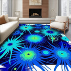 Abstract Starburst Deep Blue Pattern Rug