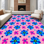 Floral Blue And Pink Pattern Rug